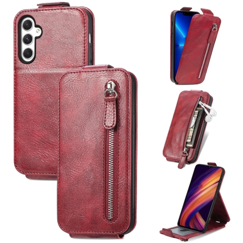 

For Samsung Galaxy A25 5G Zipper Wallet Vertical Flip Leather Phone Case(Red)