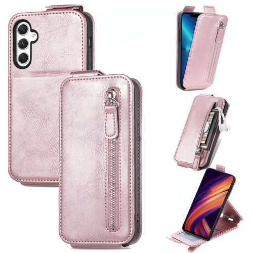 

For Samsung Galaxy A25 5G Zipper Wallet Vertical Flip Leather Phone Case(Pink)