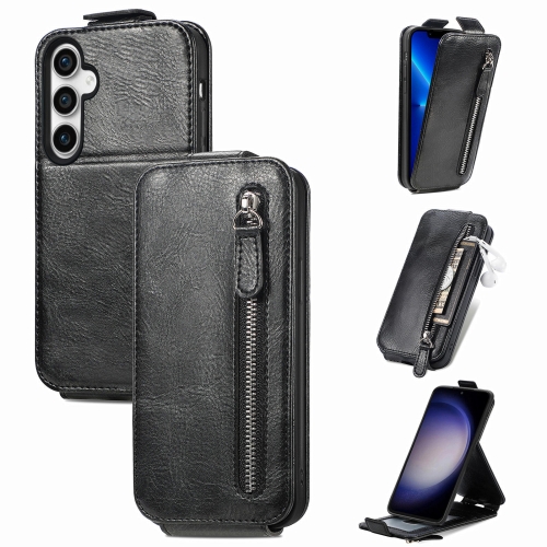 

For Samsung Galaxy S23 FE 5G Zipper Wallet Vertical Flip Leather Phone Case(Black)
