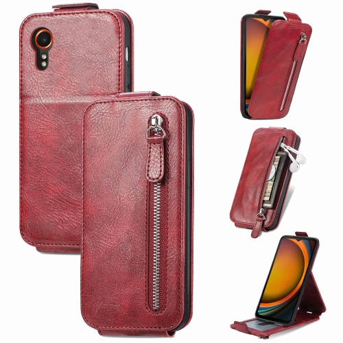 

For Samsung Galaxy Xcover 7 Zipper Wallet Vertical Flip Leather Phone Case(Red)