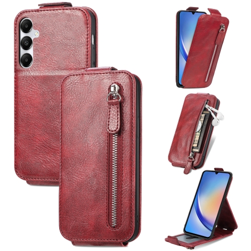 

For Samsung Galaxy A35 5G Zipper Wallet Vertical Flip Leather Phone Case(Red)