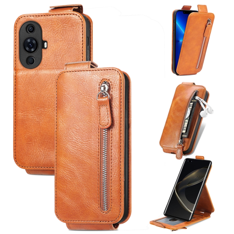 

For Huawei Nova 11 Pro Zipper Wallet Vertical Flip Leather Phone Case(Brown)
