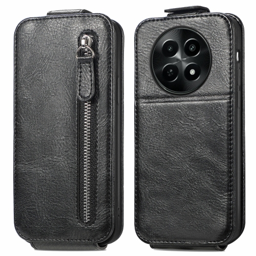 

For Realme 12 Zipper Wallet Vertical Flip Leather Phone Case(Black)