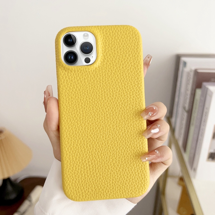 

For iPhone 15 Pro Litchi Texture All-inclusive Shockproof Phone Case(Yellow)