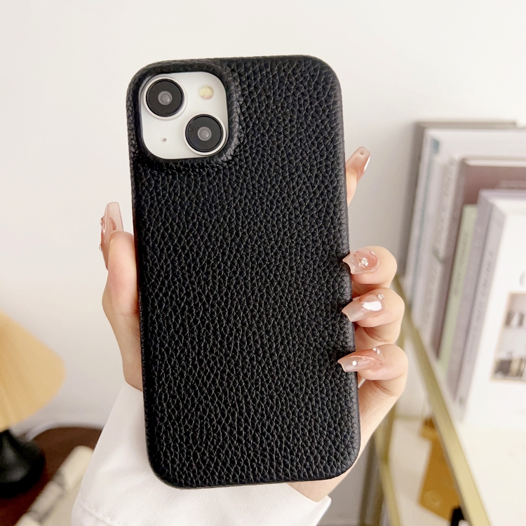 

For iPhone 15 Litchi Texture All-inclusive Shockproof Phone Case(Black)