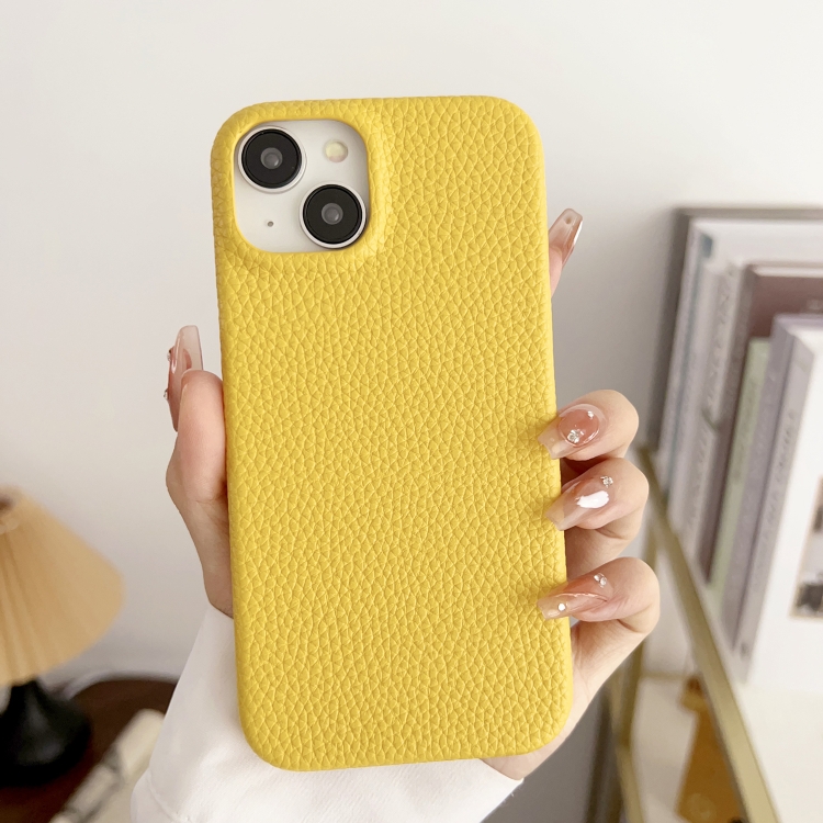 

For iPhone 15 Litchi Texture All-inclusive Shockproof Phone Case(Yellow)