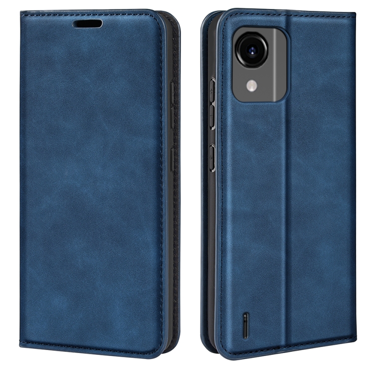 

For Nokia C110 Retro-skin Magnetic Suction Leather Phone Case(Dark Blue)