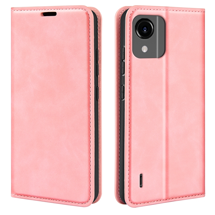 For Nokia C110 Retro-skin Magnetic Suction Leather Phone Case(Pink) For Nokia C110 Retro-skin Magnetic Suction Leather Phone Case(Pink)