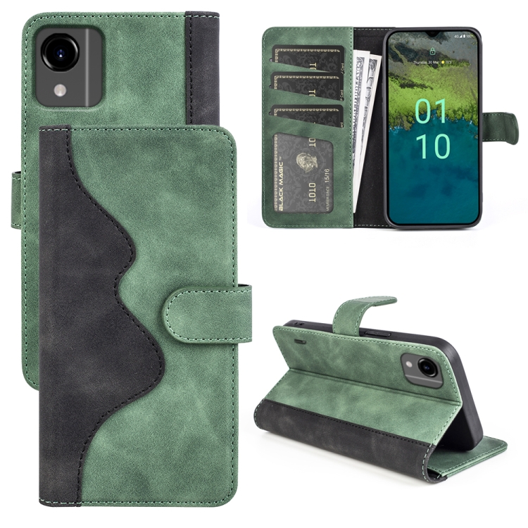 

For Nokia C110 Stitching Horizontal Flip Leather Phone Case(Green)