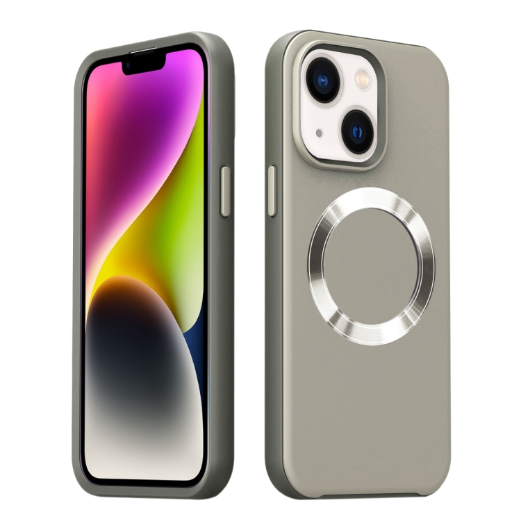 

For iPhone 15 CD Pattern Magsafe PC Phone Case(Grey)