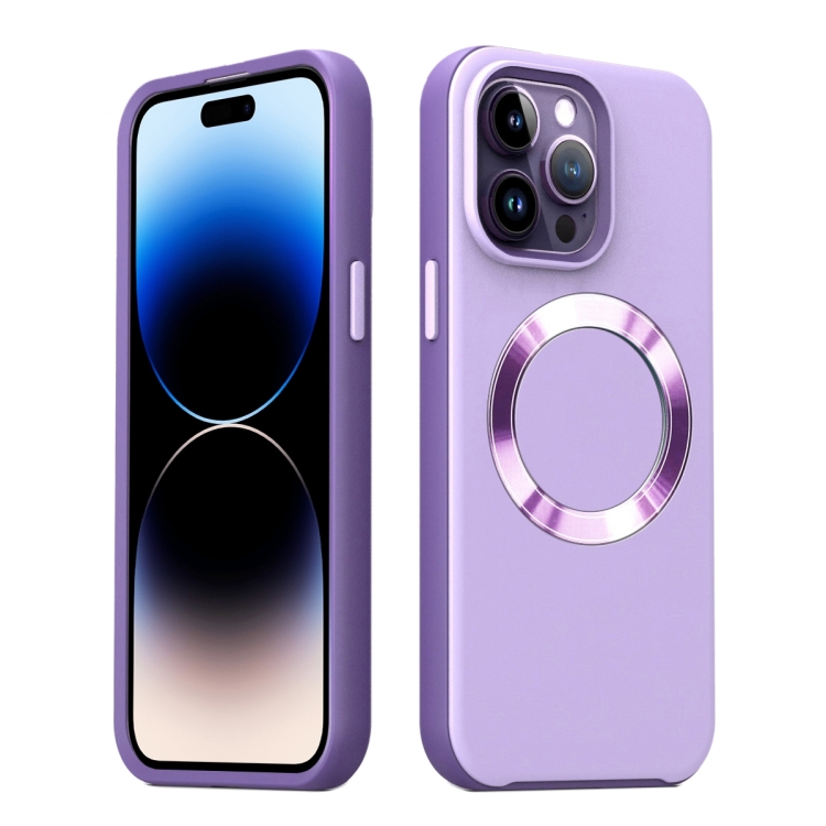 

For iPhone 14 Pro CD Pattern Magsafe PC Phone Case(Purple)