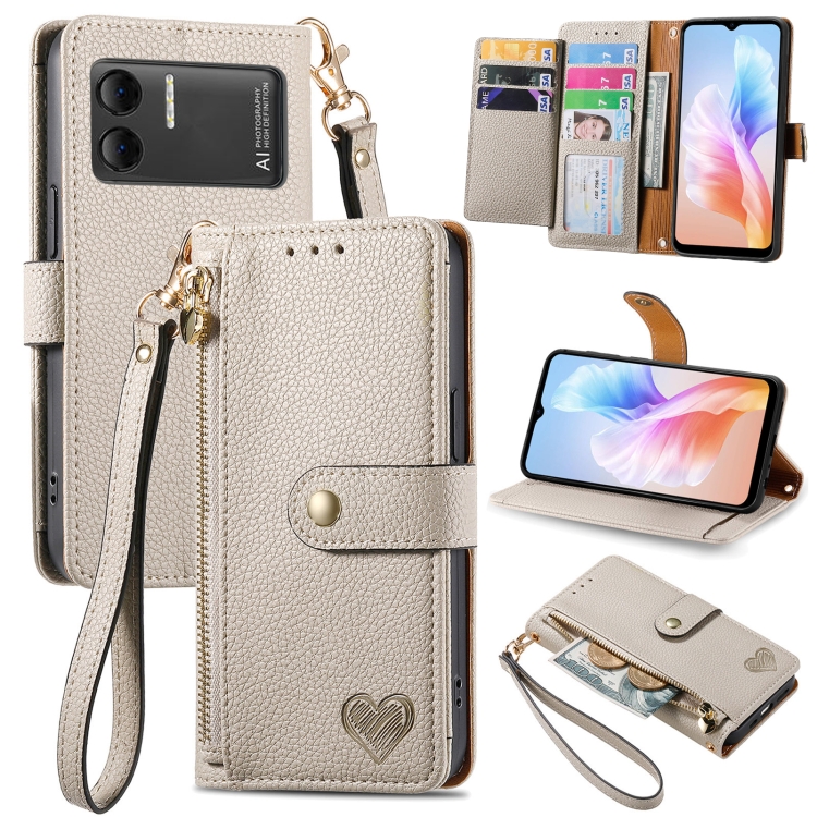 

For DOOGEE X98 Pro / X98 Love Zipper Lanyard Leather Phone Case(White)