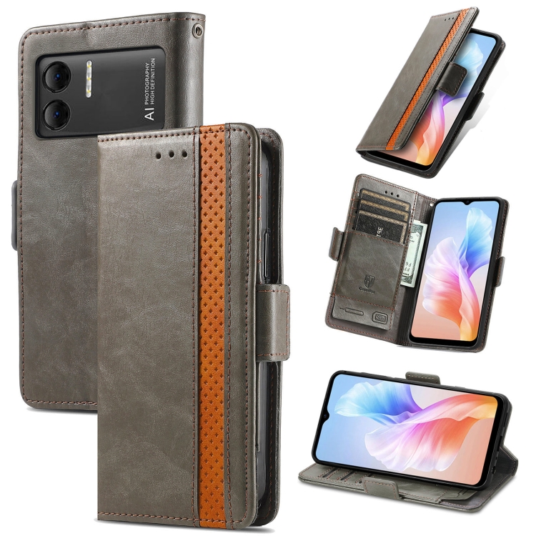 

For DOOGEE X98 Pro / X98 CaseNeo Splicing Dual Magnetic Buckle Leather Phone Case(Grey)