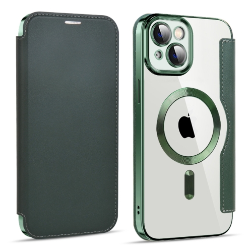 

For iPhone 15 MagSafe Magnetic RFID Anti-theft Leather Phone Case(Green)