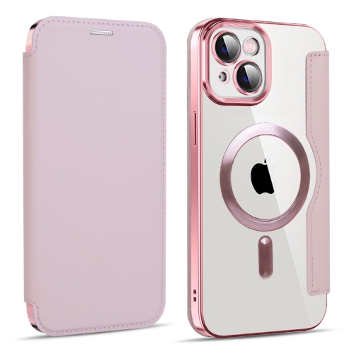 For iPhone 15 Plus MagSafe Magnetic RFID Anti-theft Leather Phone Case(Pink) беспроводное зарядное устройство satechi magnetic wireless charging cable до 7 5w для apple iphone серый космос st ucqimcm
