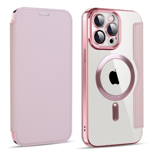 For iPhone 15 Pro MagSafe Magnetic RFID Anti-theft Leather Phone Case(Pink)