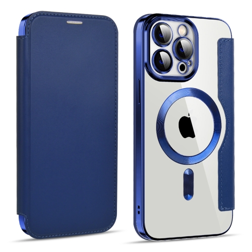 For iPhone 15 Pro MagSafe Magnetic RFID Anti-theft Leather Phone Case(Dark Blue)