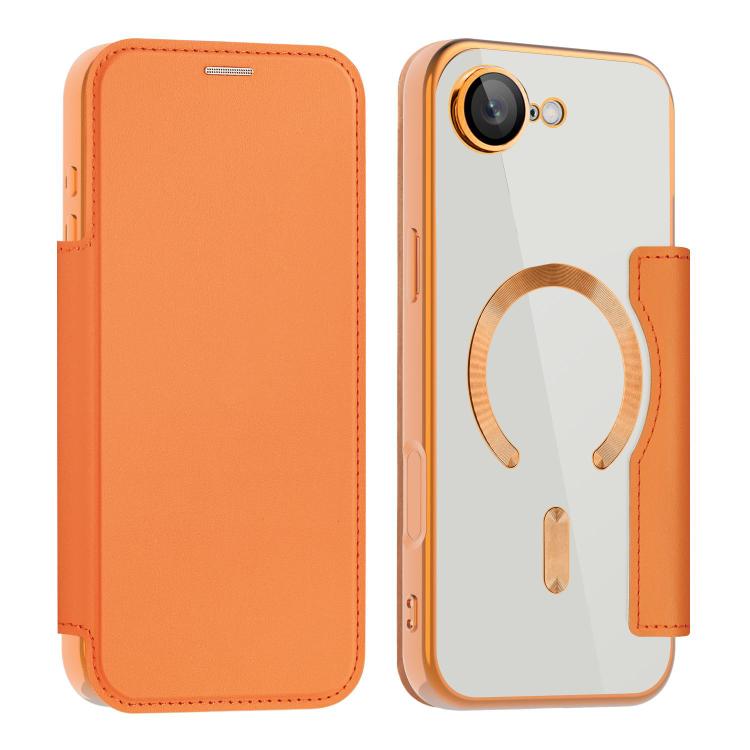 For iPhone 17e / 16e Shield MagSafe RFID Anti-theft Leather Phone Case(Orange)