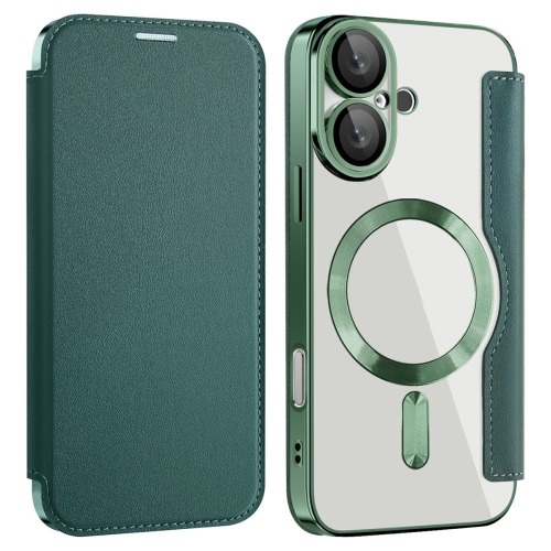 

For iPhone 16 Plus Shield MagSafe RFID Anti-theft Leather Phone Case(Green)