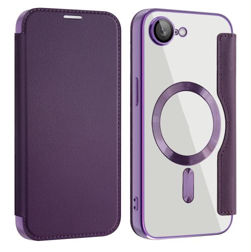 

For iPhone 16e Shield MagSafe RFID Anti-theft Leather Phone Case(Purple)