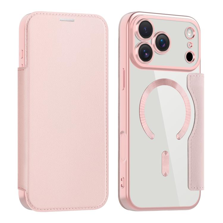 

For iPhone 17 Pro Max Shield MagSafe RFID Anti-theft Leather Phone Case(Pink)