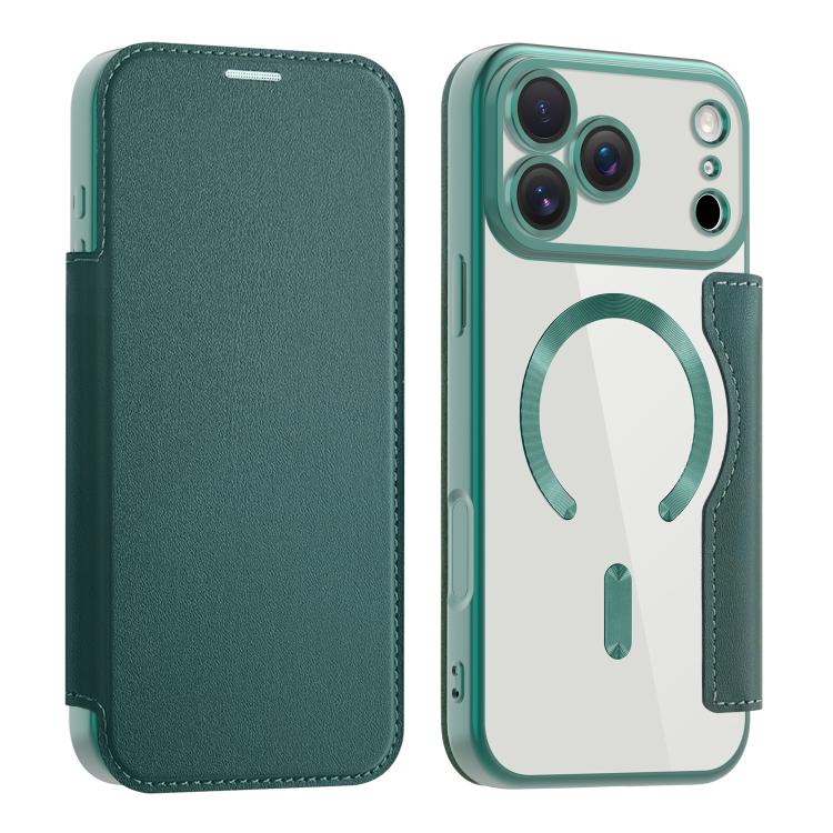 

For iPhone 17 Pro Max Shield MagSafe RFID Anti-theft Leather Phone Case(Green)