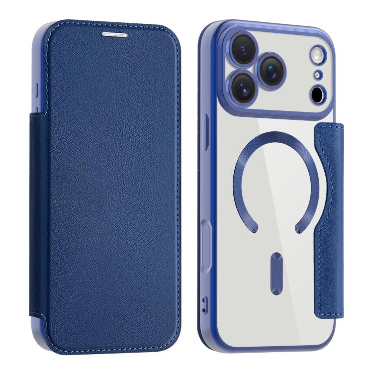 

For iPhone 17 Pro Max Shield MagSafe RFID Anti-theft Leather Phone Case(Dark Blue)