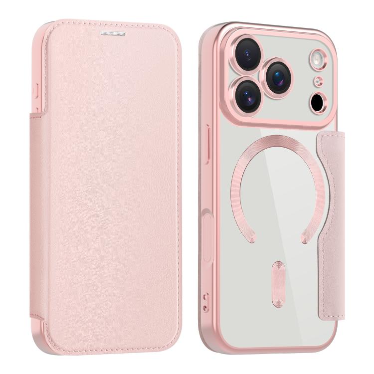 

For iPhone 17 Pro Shield MagSafe RFID Anti-theft Leather Phone Case(Pink)
