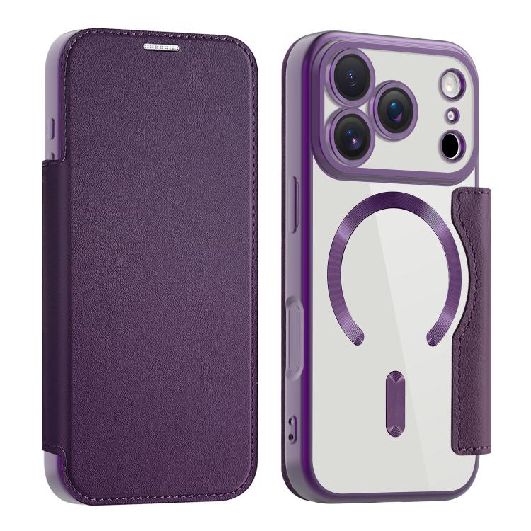

For iPhone 17 Pro Shield MagSafe RFID Anti-theft Leather Phone Case(Purple)