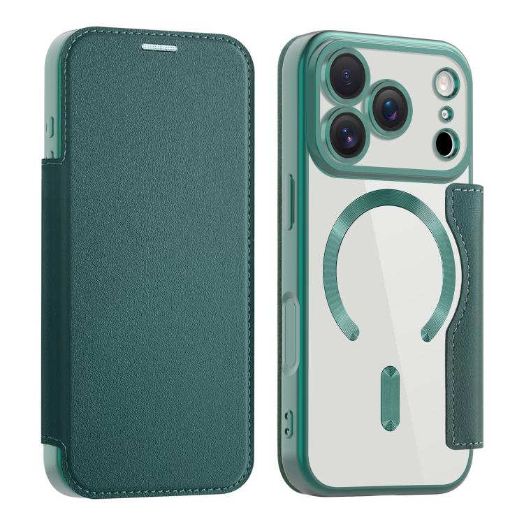 

For iPhone 17 Pro Shield MagSafe RFID Anti-theft Leather Phone Case(Green)