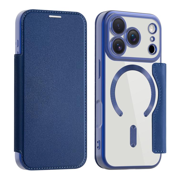 

For iPhone 17 Pro Shield MagSafe RFID Anti-theft Leather Phone Case(Dark Blue)