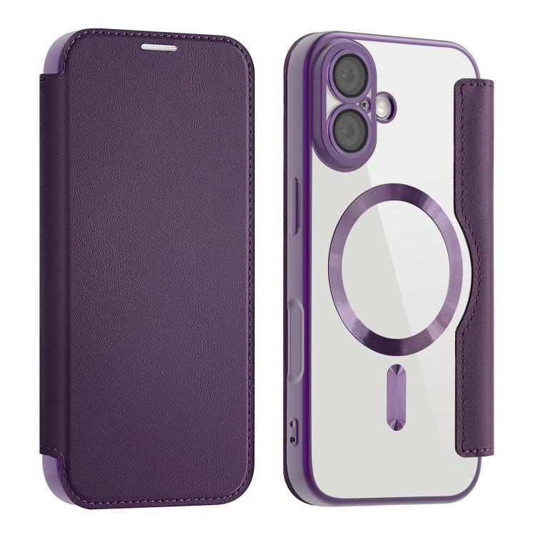 

For iPhone 17 Shield MagSafe RFID Anti-theft Leather Phone Case(Purple)