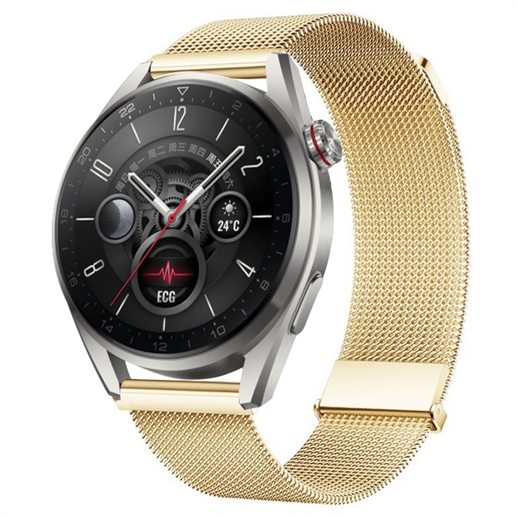 

For Huawei Watch3 Pro New Milan Double Magnetic Steel Mesh Watch Band(Gold)