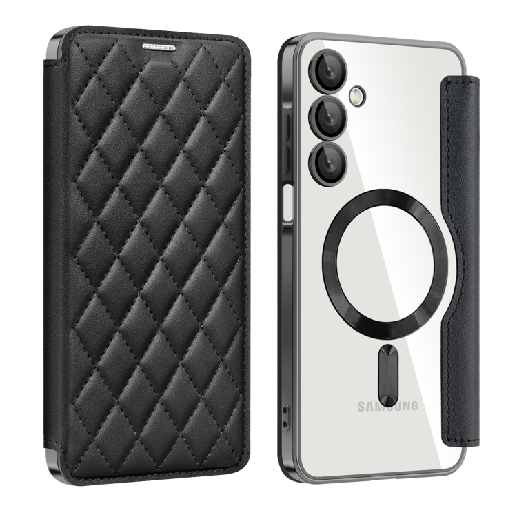 

For Samsung Galaxy A16 5G Shield MagSafe RFID Anti-theft Rhombus Leather Phone Case(Black)