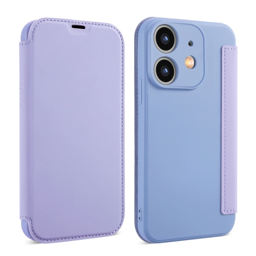 

For iPhone 11 Imitate Liquid Skin Feel Leather Phone Case with Card Slots(Purple)