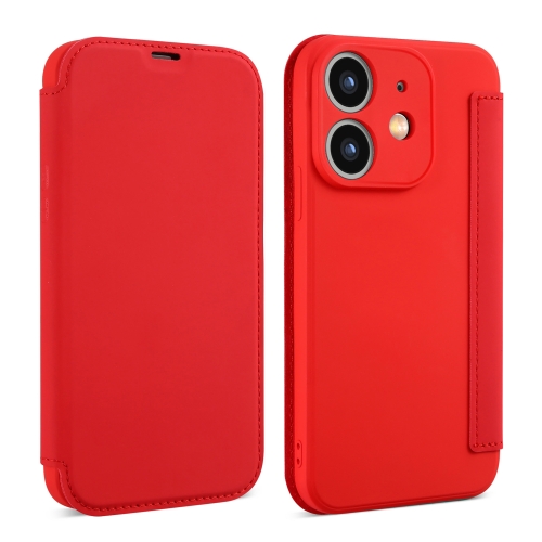 

For iPhone 11 Imitate Liquid Skin Feel Leather Phone Case with Card Slots(Red)