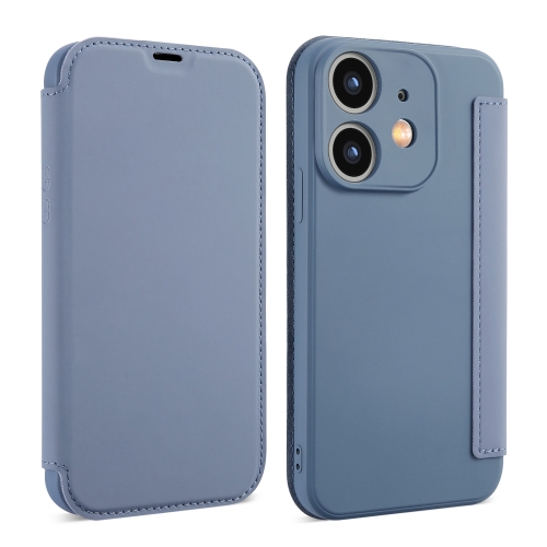 

For iPhone 11 Imitate Liquid Skin Feel Leather Phone Case with Card Slots(Grey)