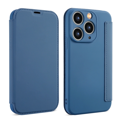 

For iPhone 11 Pro Imitate Liquid Skin Feel Leather Phone Case with Card Slots(Bule)