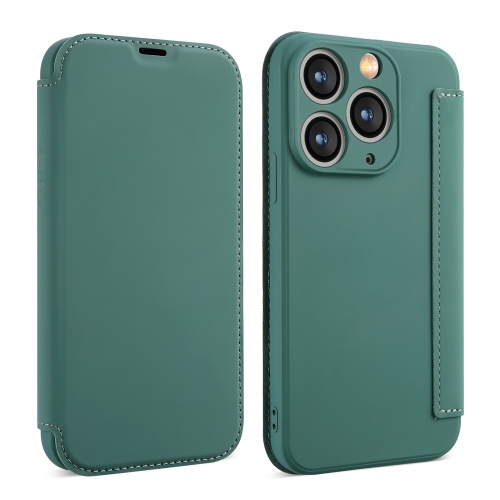 

For iPhone 11 Pro Max Imitate Liquid Skin Feel Leather Phone Case with Card Slots(Green)