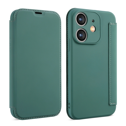 

For iPhone 12 mini Imitate Liquid Skin Feel Leather Phone Case with Card Slots(Green)