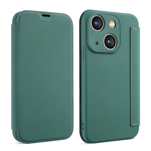 

For iPhone 13 mini Imitate Liquid Skin Feel Leather Phone Case with Card Slots(Green)