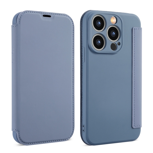 For iPhone 13 Pro Imitate Liquid Skin Feel Leather Phone Case with Card Slots(Grey)