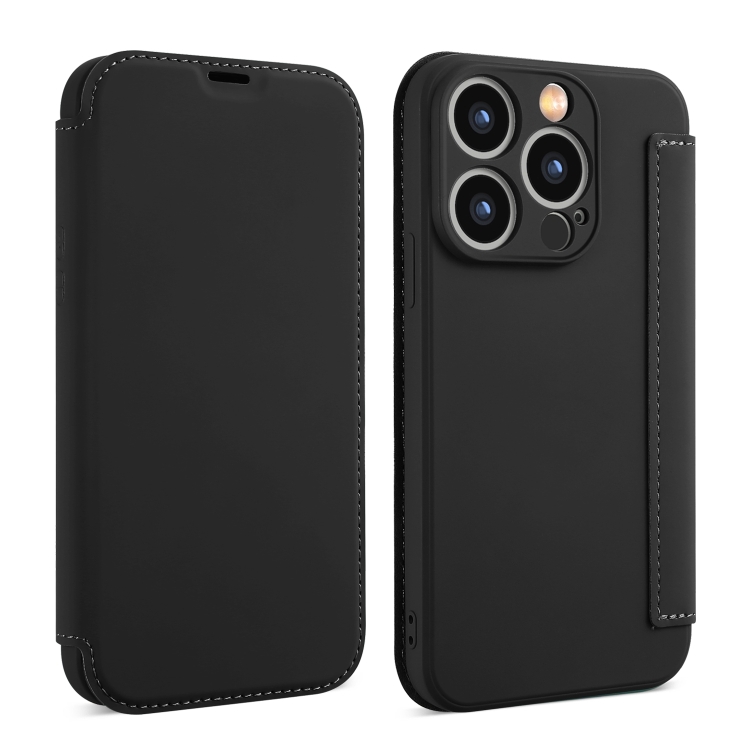 

For iPhone 13 Pro Max Imitate Liquid Skin Feel Leather Phone Case with Card Slots(Black)