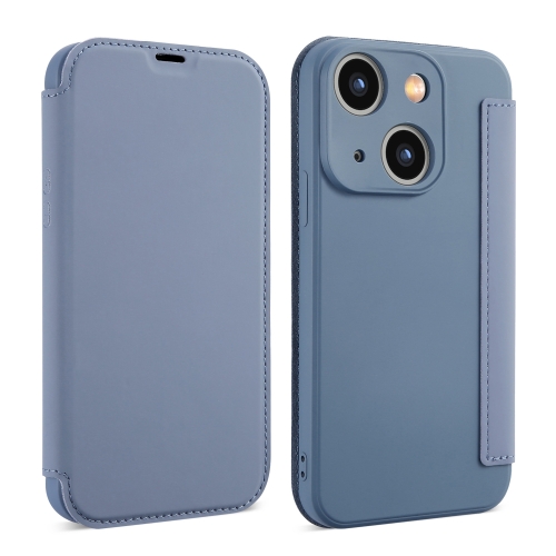 

For iPhone 14 Imitate Liquid Skin Feel Leather Phone Case with Card Slots(Grey)