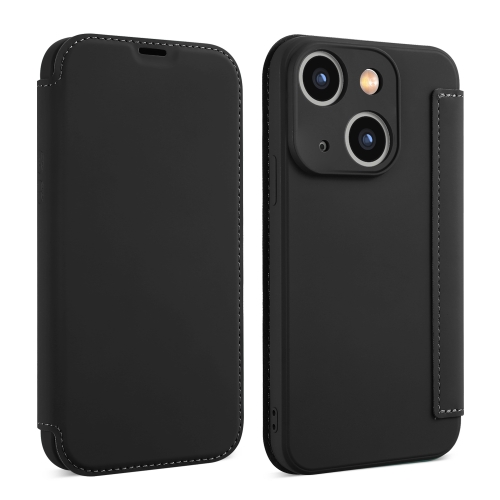 

For iPhone 14 Imitate Liquid Skin Feel Leather Phone Case with Card Slots(Black)