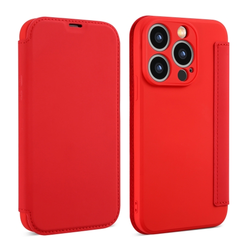 

For iPhone 14 Pro Imitate Liquid Skin Feel Leather Phone Case with Card Slots(Red)