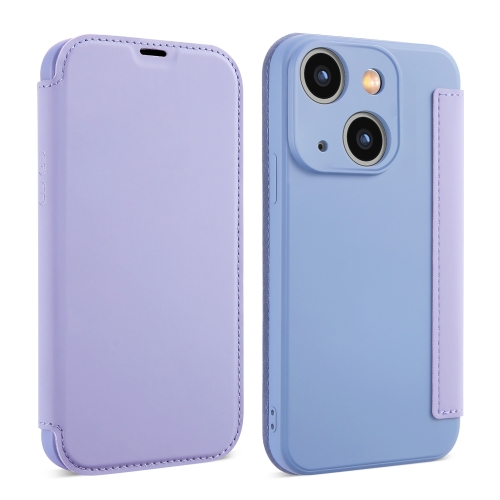 

For iPhone 14 Plus Imitate Liquid Skin Feel Leather Phone Case with Card Slots(Purple)