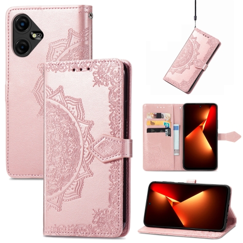 

For Tecno Pova Neo 3 Mandala Flower Embossed Leather Phone Case(Rose Gold)