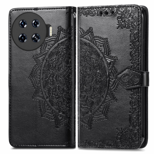 

For Tecno Spark 20 Pro+ Mandala Flower Embossed Leather Phone Case(Black)