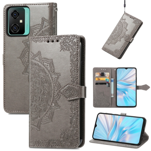 

For Blackview C70 Mandala Flower Embossed Leather Phone Case(Gray)